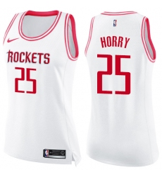 Women's Nike Houston Rockets #25 Robert Horry Swingman White/Pink Fashion NBA Jersey