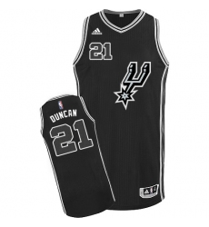 Men's Adidas San Antonio Spurs #21 Tim Duncan Authentic Black New Road NBA Jersey