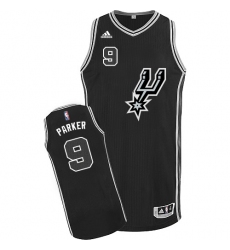 Youth Adidas San Antonio Spurs #9 Tony Parker Authentic Black New Road NBA Jersey
