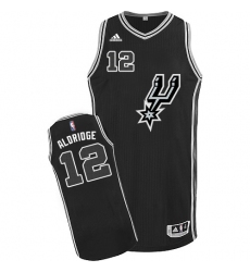 Men's Adidas San Antonio Spurs #12 LaMarcus Aldridge Authentic Black New Road NBA Jersey