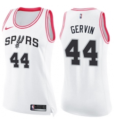 Women's Nike San Antonio Spurs #44 George Gervin Swingman White/Pink Fashion NBA Jersey