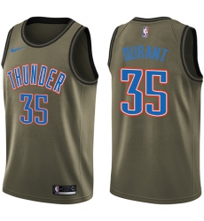 Men's Nike Oklahoma City Thunder #35 Kevin Durant Swingman Green Salute to Service NBA Jersey