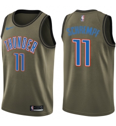 Men's Nike Oklahoma City Thunder #11 Detlef Schrempf Swingman Green Salute to Service NBA Jersey