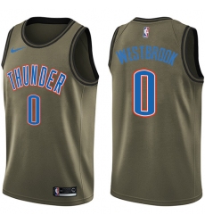 Men's Nike Oklahoma City Thunder #0 Russell Westbrook Swingman Green Salute to Service NBA Jersey