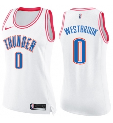 Women's Nike Oklahoma City Thunder #0 Russell Westbrook Swingman White/Pink Fashion NBA Jersey