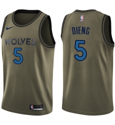 Men's Nike Minnesota Timberwolves #5 Gorgui Dieng Swingman Green Salute to Service NBA Jersey