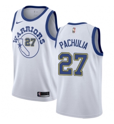 Men's Nike Golden State Warriors #27 Zaza Pachulia Authentic White Hardwood Classics NBA Jersey