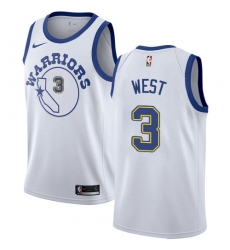 Men's Nike Golden State Warriors #3 David West Authentic White Hardwood Classics NBA Jersey