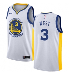 Men's Nike Golden State Warriors #3 David West Authentic White Home NBA Jersey - Association Edition