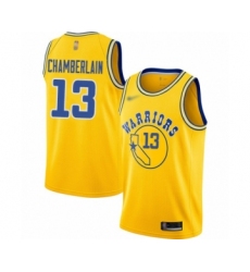 Men's Golden State Warriors #13 Wilt Chamberlain Authentic Gold Hardwood Classics Basketball Jersey