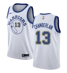 Men's Nike Golden State Warriors #13 Wilt Chamberlain Authentic White Hardwood Classics NBA Jersey