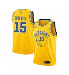 Youth Golden State Warriors #15 Latrell Sprewell Swingman Gold Hardwood Classics Basketball Jersey