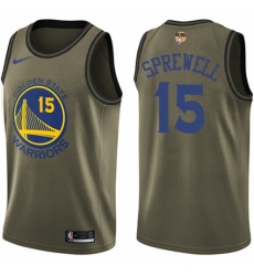 Youth Nike Golden State Warriors #15 Latrell Sprewell Swingman Green Salute to Service 2018 NBA Finals Bound NBA Jersey