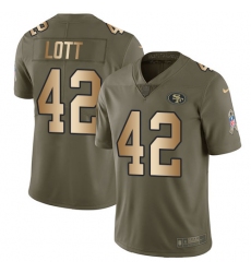 Youth Nike San Francisco 49ers #42 Ronnie Lott Limited Olive/Gold 2017 Salute to Service NFL Jersey
