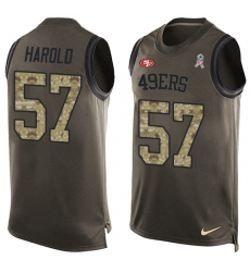 Men's Nike San Francisco 49ers #57 Eli Harold Limited Green Salute to Service Tank Top NFL Jersey