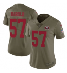 Women's Nike San Francisco 49ers #57 Eli Harold Limited Olive 2017 Salute to Service NFL Jersey