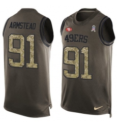 Men's Nike San Francisco 49ers #91 Arik Armstead Limited Green Salute to Service Tank Top NFL Jersey