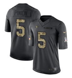 Men's Nike San Francisco 49ers #5 Bradley Pinion Limited Black 2016 Salute to Service NFL Jersey