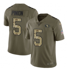 Men's Nike San Francisco 49ers #5 Bradley Pinion Limited Olive/Camo 2017 Salute to Service NFL Jersey