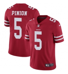 Men's Nike San Francisco 49ers #5 Bradley Pinion Red Team Color Vapor Untouchable Limited Player NFL Jersey
