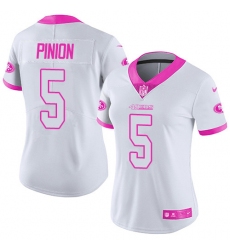 Women's Nike San Francisco 49ers #5 Bradley Pinion Limited White/Pink Rush Fashion NFL Jersey