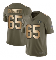 Men's Nike San Francisco 49ers #65 Joshua Garnett Limited Olive/Gold 2017 Salute to Service NFL Jersey
