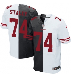 Men's Nike San Francisco 49ers #74 Joe Staley Elite Black/White Split Fashion NFL Jersey