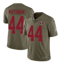 Men's Nike San Francisco 49ers #44 Tom Rathman Limited Olive 2017 Salute to Service NFL Jersey