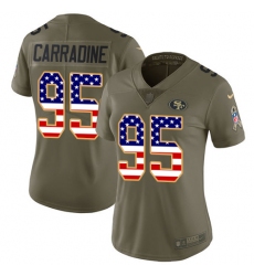 Women's Nike San Francisco 49ers #95 Cornellius Carradine Limited Olive/USA Flag 2017 Salute to Service NFL Jersey