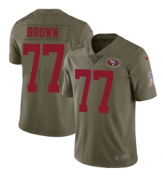 Men's Nike San Francisco 49ers #77 Trent Brown Limited Olive 2017 Salute to Service NFL Jersey