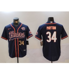 Men's Chicago Bears #34 Walter Payton Navy Throwback With Cool Base Stitched Baseball Jerseys