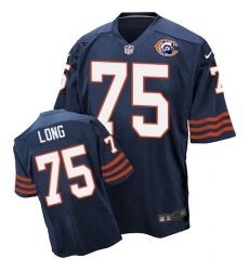 Men's Nike Chicago Bears #75 Kyle Long Elite Navy Blue Throwback NFL Jersey