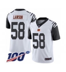 Men's Cincinnati Bengals #58 Carl Lawson Limited White Rush Vapor Untouchable 100th Season Football Jersey