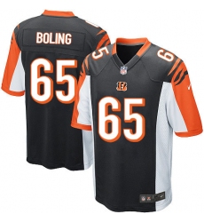Men's Nike Cincinnati Bengals #65 Clint Boling Game Black Team Color NFL Jersey
