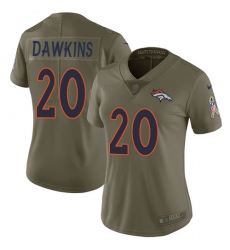 Women's Nike Denver Broncos #20 Brian Dawkins Limited Olive 2017 Salute to Service NFL Jersey
