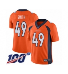 Men's Denver Broncos #49 Dennis Smith Orange Team Color Vapor Untouchable Limited Player 100th Season Football Jersey