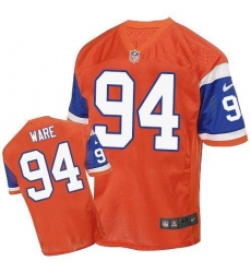 Men's Nike Denver Broncos #94 DeMarcus Ware Elite Orange Throwback NFL Jersey