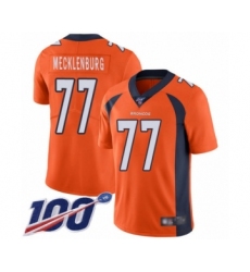 Men's Denver Broncos #77 Karl Mecklenburg Orange Team Color Vapor Untouchable Limited Player 100th Season Football Jersey