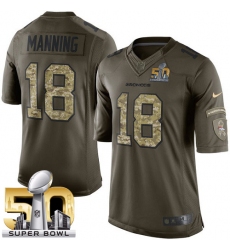 Youth Nike Denver Broncos #18 Peyton Manning Limited Green Salute to Service Super Bowl 50 Bound NFL Jersey