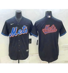 Men's New York Mets Big Logo Black Stitched MLB Cool Base Nike Jersey