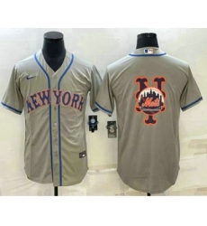 Men's New York Mets Big Logo Grey Cool Base Stitched Baseball Jerseys