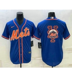 Men's New York Mets Big Logo Navy Blue Cool Base Stitched Baseball Jerseys