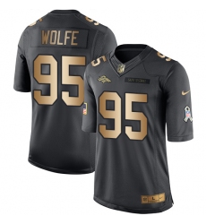Men's Nike Denver Broncos #95 Derek Wolfe Limited Black/Gold Salute to Service NFL Jersey