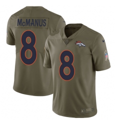 Youth Nike Denver Broncos #8 Brandon McManus Limited Olive 2017 Salute to Service NFL Jersey