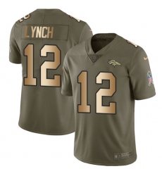 Youth Nike Denver Broncos #12 Paxton Lynch Limited Olive/Gold 2017 Salute to Service NFL Jersey