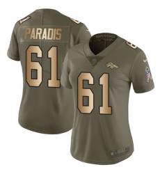Women's Nike Denver Broncos #61 Matt Paradis Limited Olive/Gold 2017 Salute to Service NFL Jersey