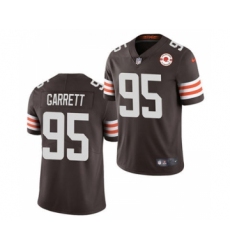 Men's Cleveland Browns #95 Myles Garrett 2021 Brown 75th Anniversary Patch Vapor Untouchable Limited Jersey