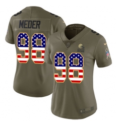 Women's Nike Cleveland Browns #98 Jamie Meder Limited Olive/USA Flag 2017 Salute to Service NFL Jersey