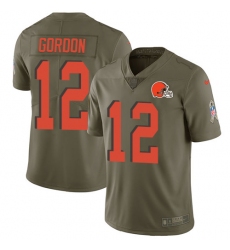 Men's Nike Cleveland Browns #12 Josh Gordon Limited Olive 2017 Salute to Service NFL Jersey