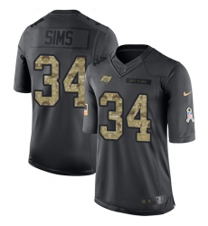 Men's Nike Tampa Bay Buccaneers #34 Charles Sims Limited Black 2016 Salute to Service NFL Jersey